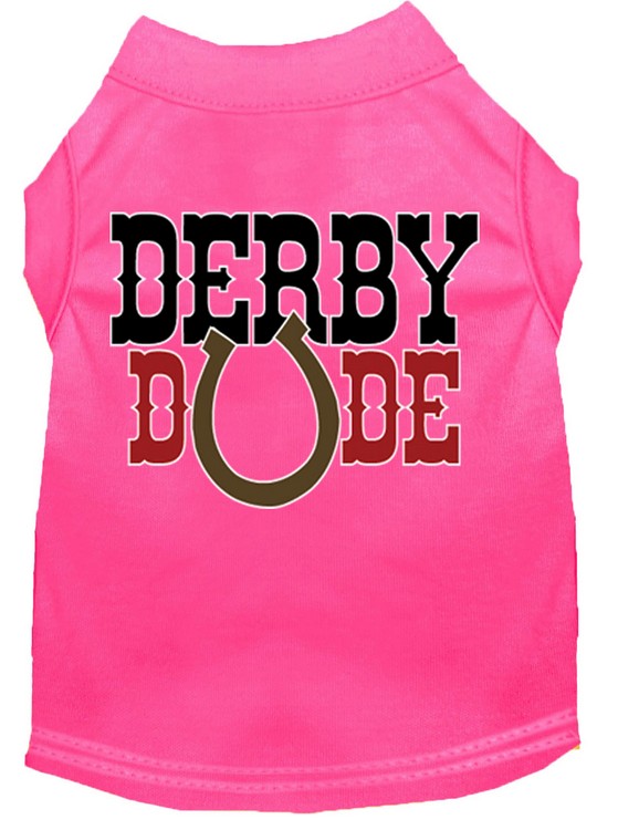 Derby Dude Screen Print Dog Shirt Bright Pink XS